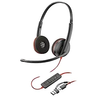 Casque d'écoute avec fil à suppression du bruit Poly Blackwire 3220 de HP - Noir