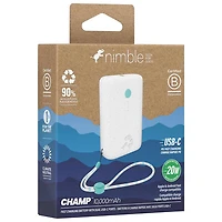 Chargeur portable à recharge rapide Champ 10 000 mAh 20 W PD de Nimble - Blanc lunaire