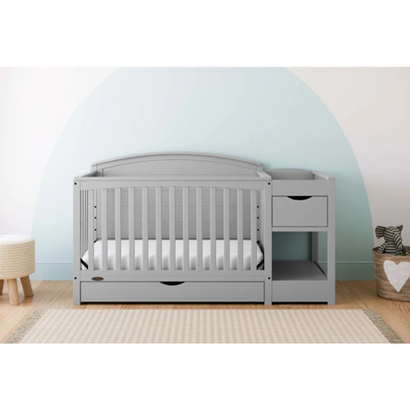 Graco Bellwood 5-in-1 Convertible Crib & Changing Table with Drawer - Pebble Grey