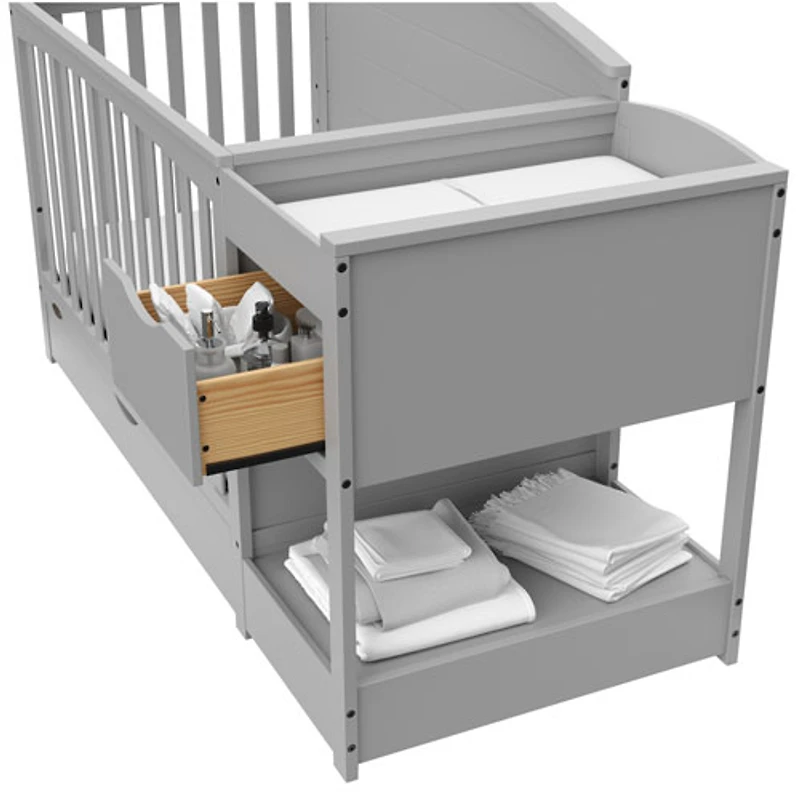 Graco Bellwood 5-in-1 Convertible Crib & Changing Table with Drawer - Pebble Grey