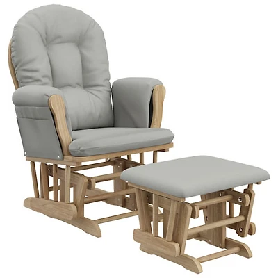 Ensemble avec fauteuil coulissant et pouf de Storkcraft - Naturel/Gris pâle