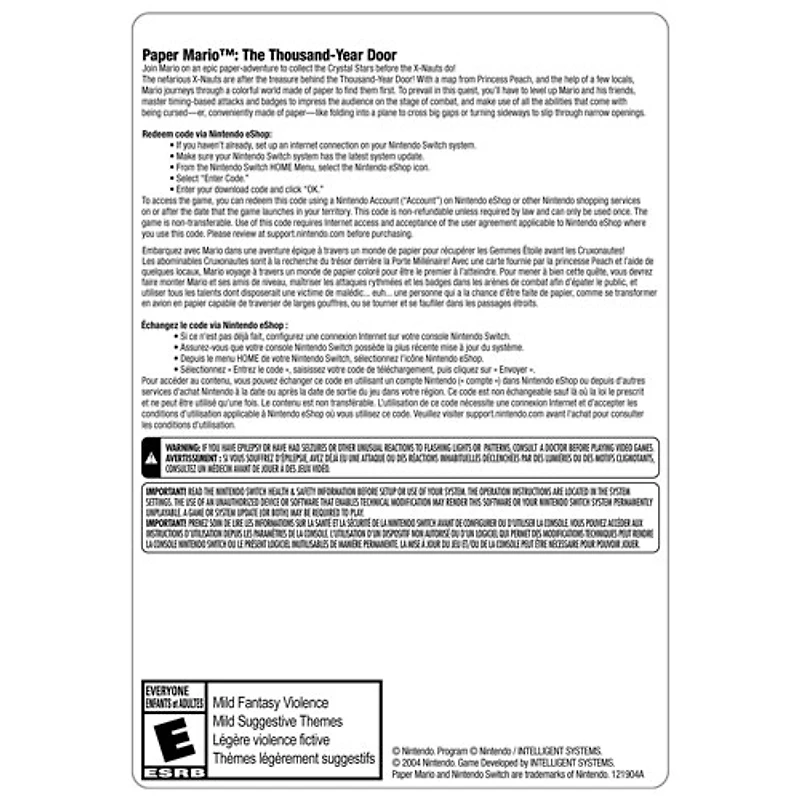 Paper Mario: The Thousand-Year Door (Switch) - Téléchargement numérique