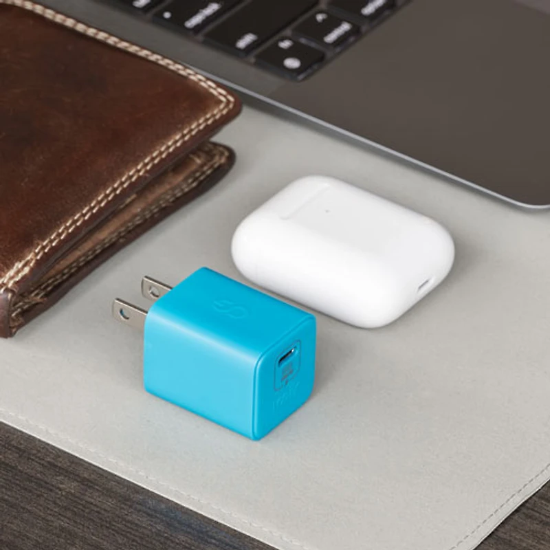 Chargeur mural PD GaN USB-C de 30 W Vibrance de LOGiiX - Turquoise