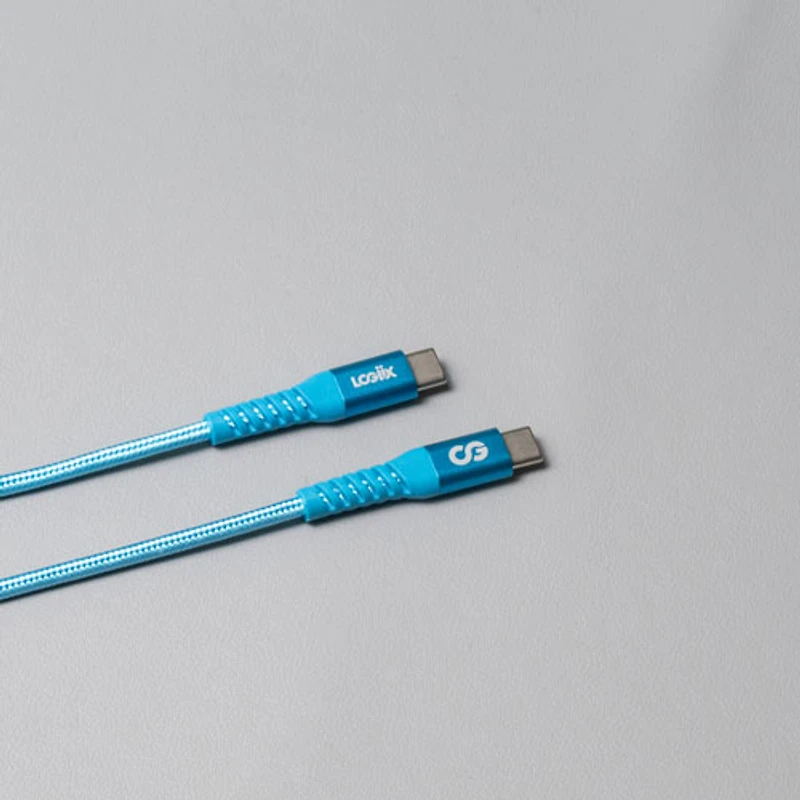 Câble tissé USB-C à USB-C de 1,2 m (3,9 pi) Vibrance de LOGiiX (LGX-13758) - Turquoise