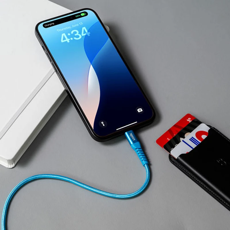 Câble tissé USB-C à USB-C de 1,2 m (3,9 pi) Vibrance de LOGiiX (LGX-13758) - Turquoise