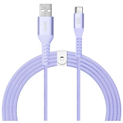LOGiiX Vibrance 1.2m (3.9 ft.) Braided USB to USB-C Cable (LGX-13760) - Lavender