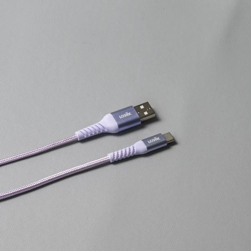 LOGiiX Vibrance 1.2m (3.9 ft.) Braided USB to USB-C Cable (LGX-13760) - Lavender