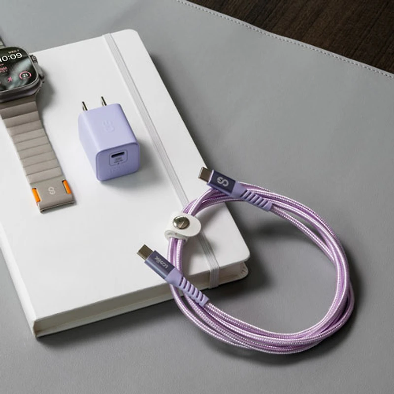 Câble tissé USB-C à USB-C de 1,2 m (3,9 pi) Vibrance de LOGiiX (LGX-13762) - Lavande