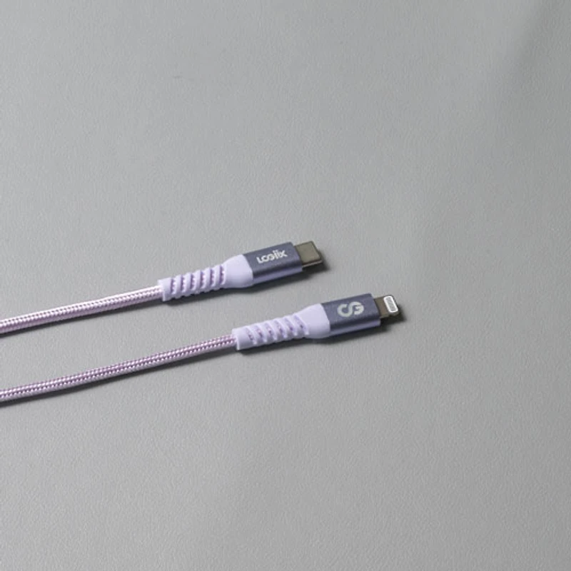 LOGiiX Vibrance 1.2m (3.9 ft.) Braided USB-C to Lightning Cable (LGX-13763) - Lavender