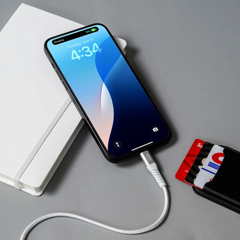 Câble tissé USB-C à USB-C de 1,2 m (3,9 pi) Vibrance de LOGiiX (LGX-13754) - Blanc