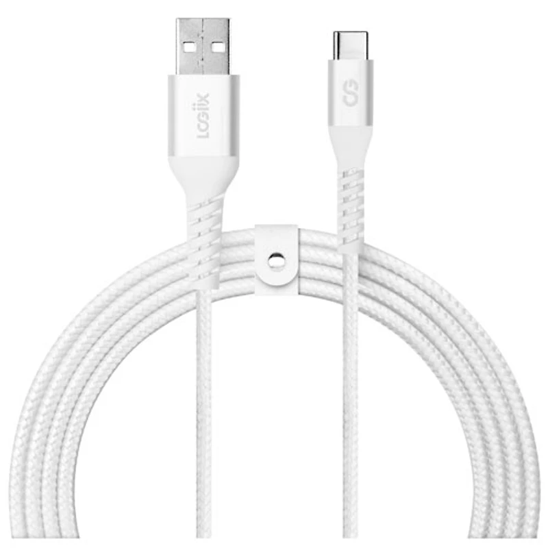 Câble tissé USB à USB-C de 1,2 m (3,9 pi) Vibrance de LOGiiX (LGX-13752) - Blanc