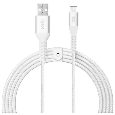 Câble tissé USB à USB-C de 1,2 m (3,9 pi) Vibrance de LOGiiX (LGX-13752) - Blanc