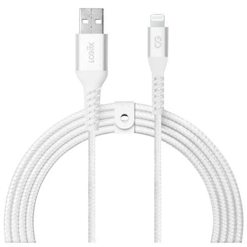 Câble tissé USB-A à Lightning de 1,2 m (3,9 pi) Vibrance de LOGiiX (LGX-13753) - Blanc