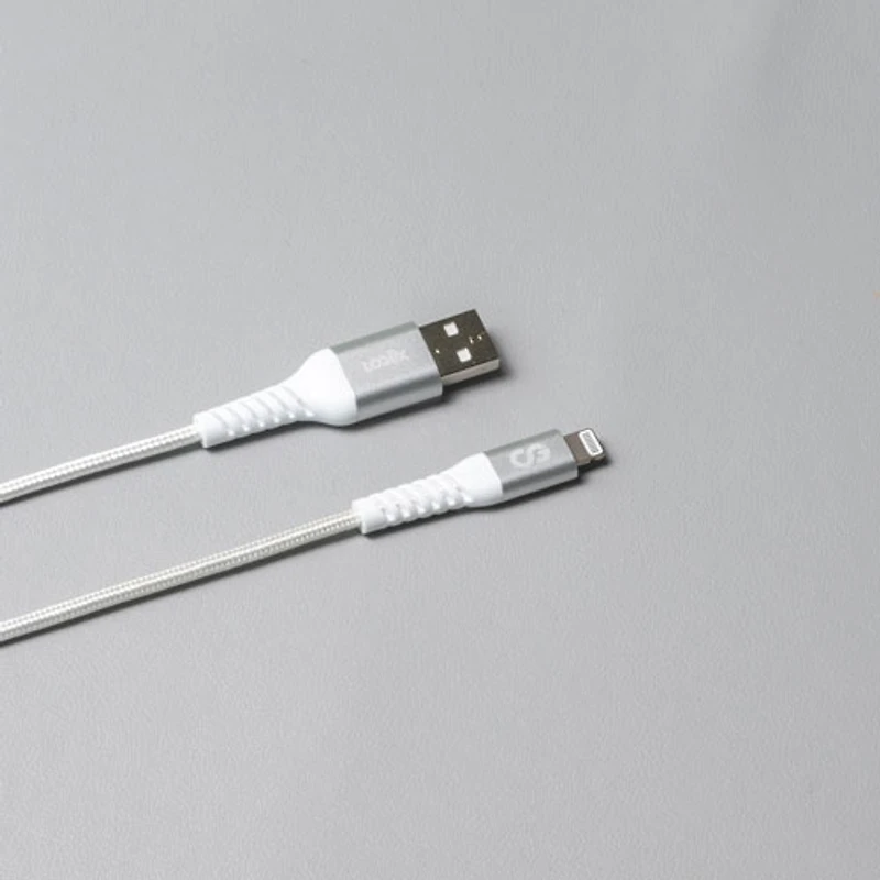 Câble tissé USB-A à Lightning de 1,2 m (3,9 pi) Vibrance de LOGiiX (LGX-13753) - Blanc