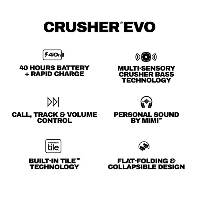 Skullcandy Crusher Evo Over-Ear Sound Isolating Bluetooth Headphones - Bone Orange