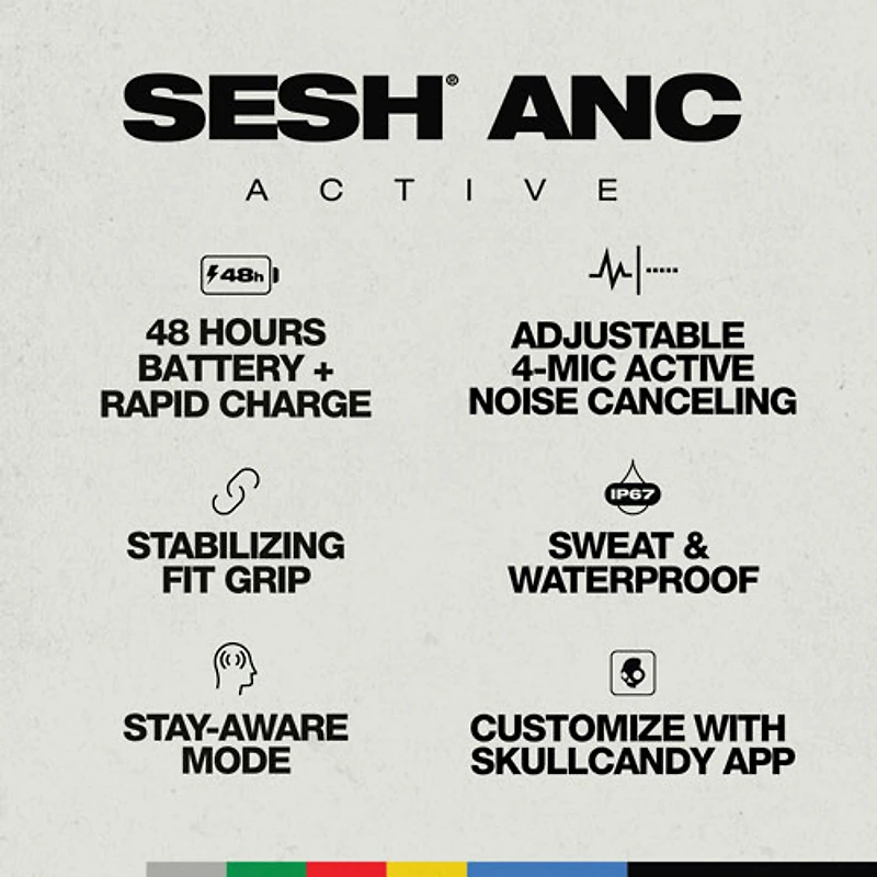 Écouteurs boutons 100 % sans fil à suppression du bruit Sesh ANC Active de Skullcandy - Noir