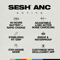 Écouteurs boutons 100 % sans fil à suppression du bruit Sesh ANC Active de Skullcandy - Noir