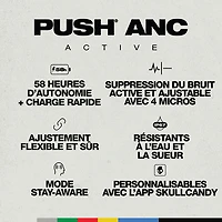 Écouteurs boutons 100 % sans fil à suppression du bruit Push ANC Active de Skullcandy - Noir/Orange