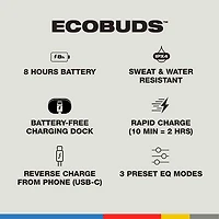 Écouteurs boutons 100 % sans fil à isolation sonore Eco Buds de Skullcandy - Glacier