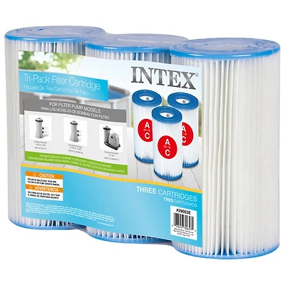 Cartouche filtrante de type A pour pompe à cartouche filtrante Krystal Clear d'Intex (29003E) - Paquet de 3