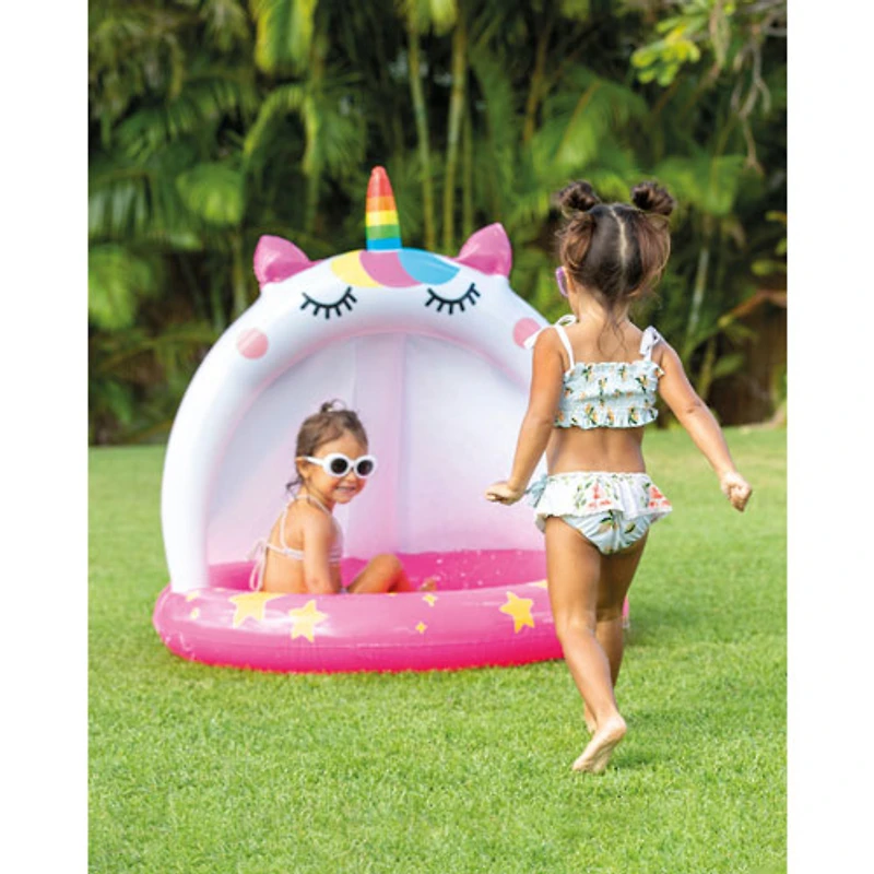 Piscine gonflable en forme d'île pour bébé avec pare-soleil Caticorn d'Intex