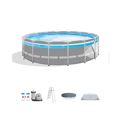 Piscine hors terre ronde ClearView Prism Frame d'Intex avec pompe à filtre, échelle et toile - 16 x 4 pi