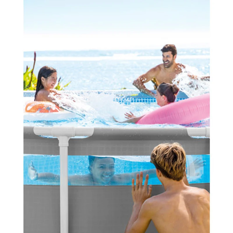 Piscine hors terre ronde ClearView Prism Frame d'Intex avec pompe à filtre, échelle et toile - 16 x 4 pi