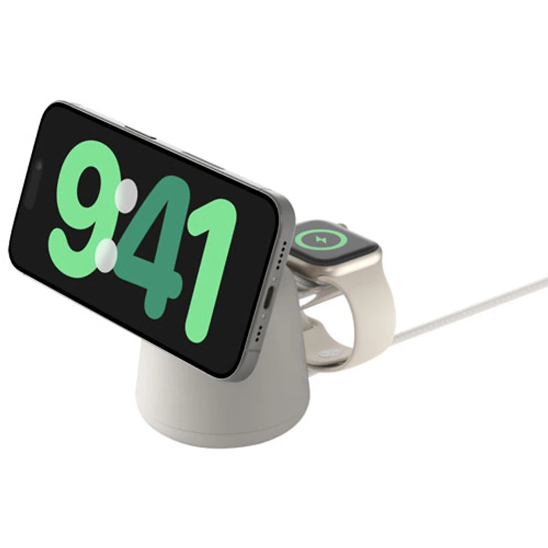 Belkin BoostCharge Pro 2-in-1 Wireless Charging Dock with MagSafe for iPhone & Apple Watch - Sand