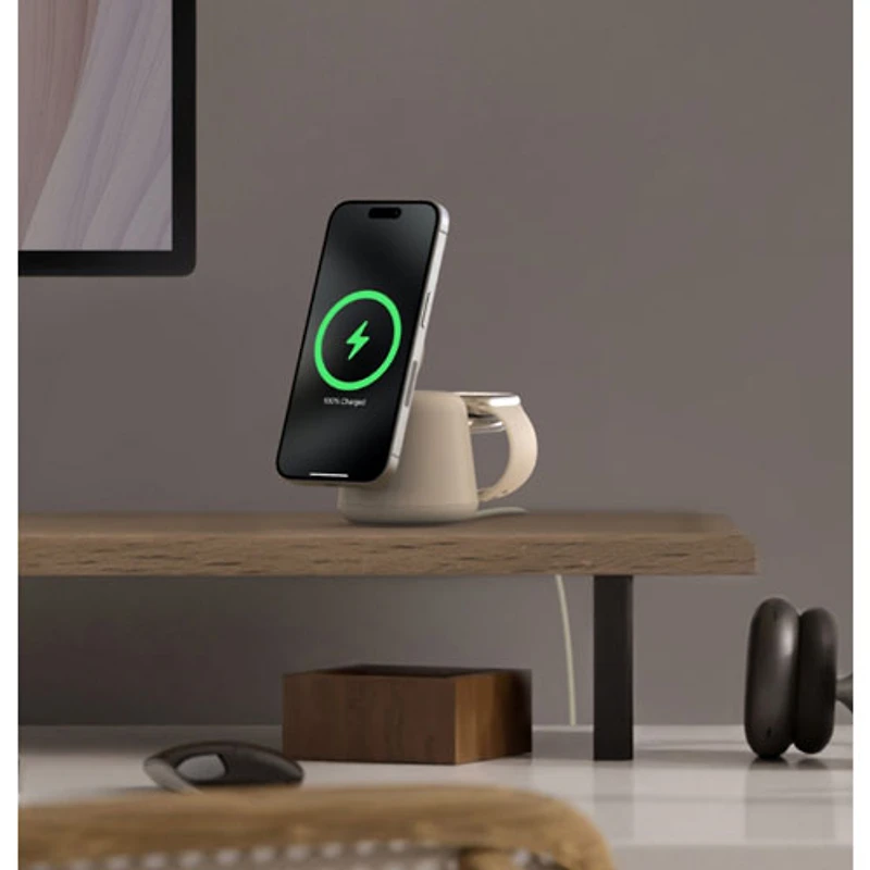 Belkin BoostCharge Pro 2-in-1 Wireless Charging Dock with MagSafe for iPhone & Apple Watch - Sand