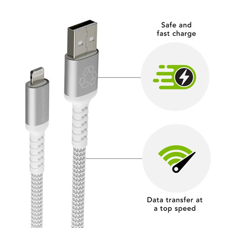 dbramante1928 2.5m (8ft) USB-A to Lightning Braided Cable (DB-CB25ALGRU510) - White