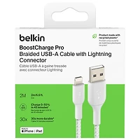 Belkin BoostCharge Braided 2m (6.6 ft.) USB-A to Lightning Cable (CAA002bt2MWH)