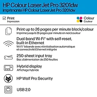 HP LaserJet Pro 3201dw Colour Wireless Laser Printer