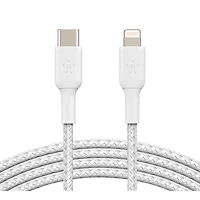Belkin BoostCharge Braided 2m (6.6 ft.) USB-C to Lightning Cable - White