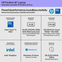 HP Pavilion 16" Laptop (Intel Core 5-120U/512GB SSD/16GB RAM/Windows 11 Home) - Sky Blue
