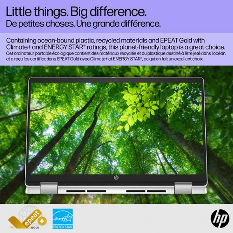 HP 14" x360 Chromebook Laptop w/3 month of Google AI Pro - Glacier Silver (Intel N-series N100/128 GB/4GB RAM/ChromeOS)