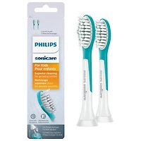 Têtes de remplacement pour brosse à dents Sonicare pour enfants de Philips - Paquet de 2 - Blanc