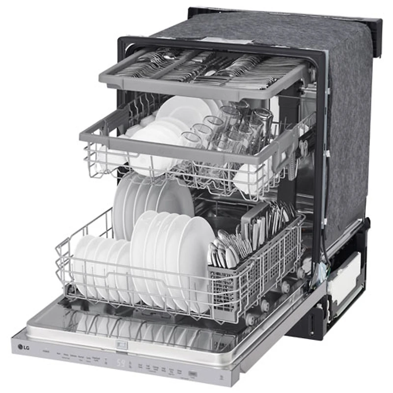 Lave-vaisselle encastrable 24 po 48 dB avec troisième panier de LG (LDPN454HT) - Acier inoxydable