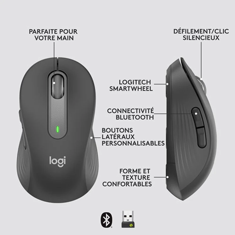 Souris sans fil professionnelle 4000 ppp Signature M650 for Business de Logitech pour mains de petite à moyenne taille - Graphite
