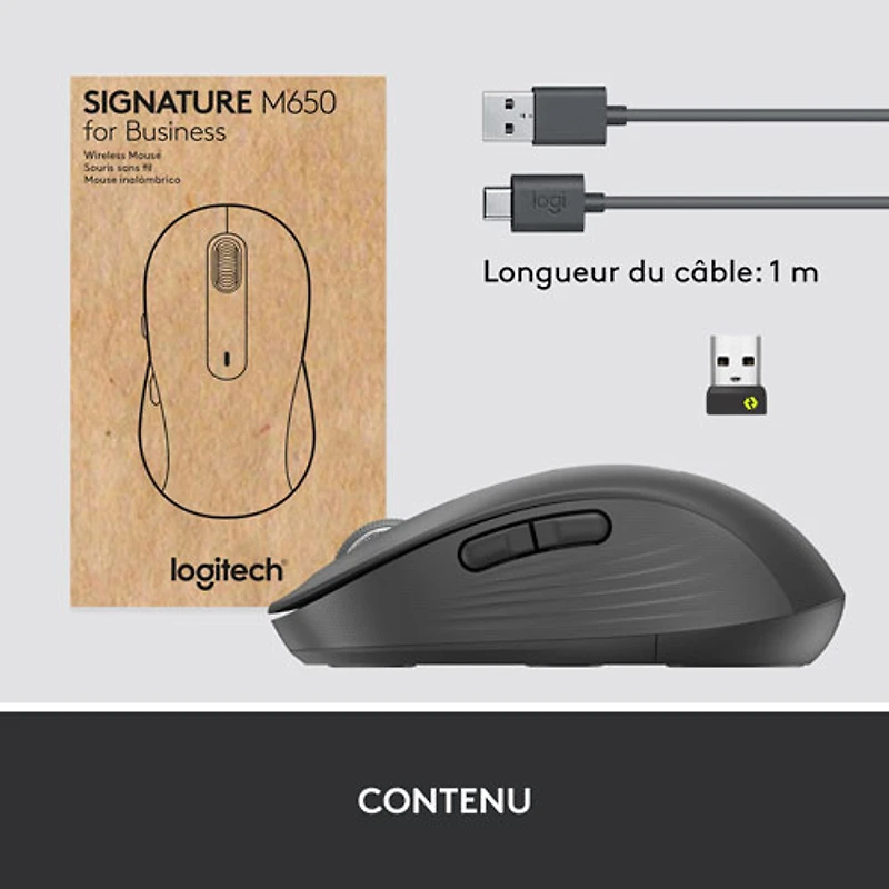 Souris sans fil professionnelle 4000 ppp Signature M650 for Business de Logitech pour mains de petite à moyenne taille - Graphite