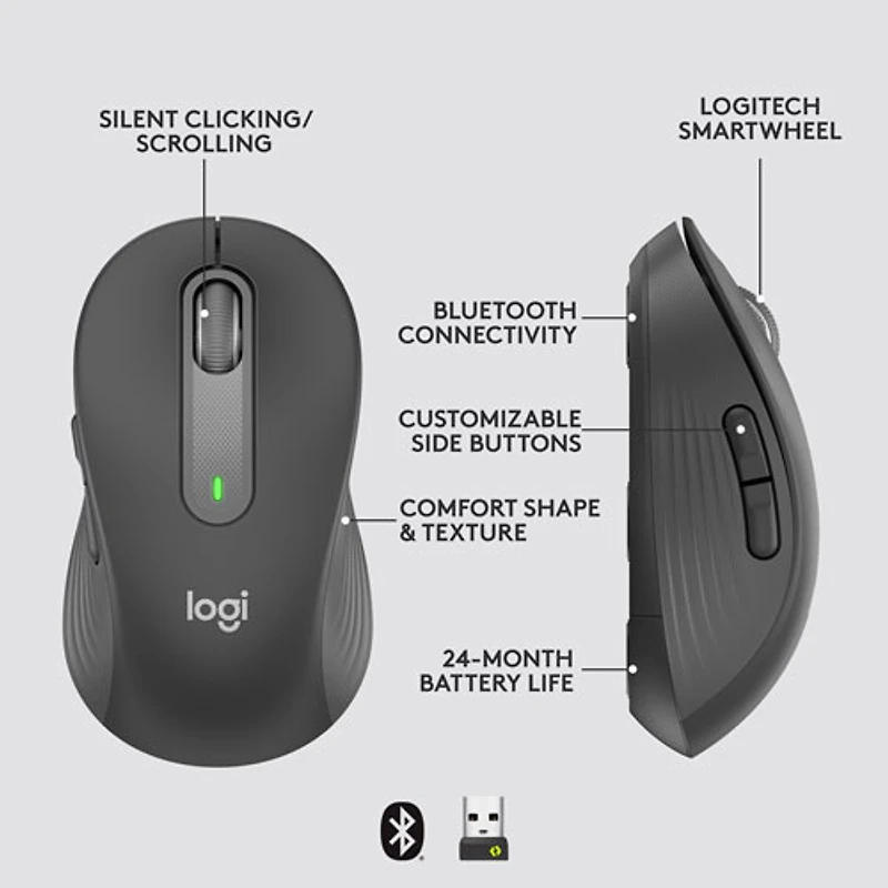 Souris sans fil professionnelle 4000 ppp Signature M650 for Business de Logitech pour mains de petite à moyenne taille - Graphite