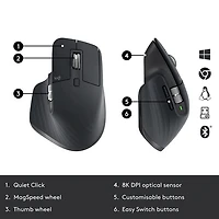 Souris sans fil Bluetooth MX Master 3S pour entreprise de Logitech - Graphite