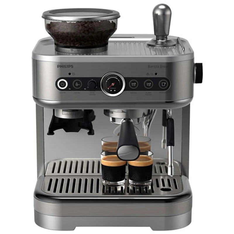 Machine à espresso semi-automatique Barista Brew de Philips avec contenant à grains simple - Argenté/Acier inoxydable
