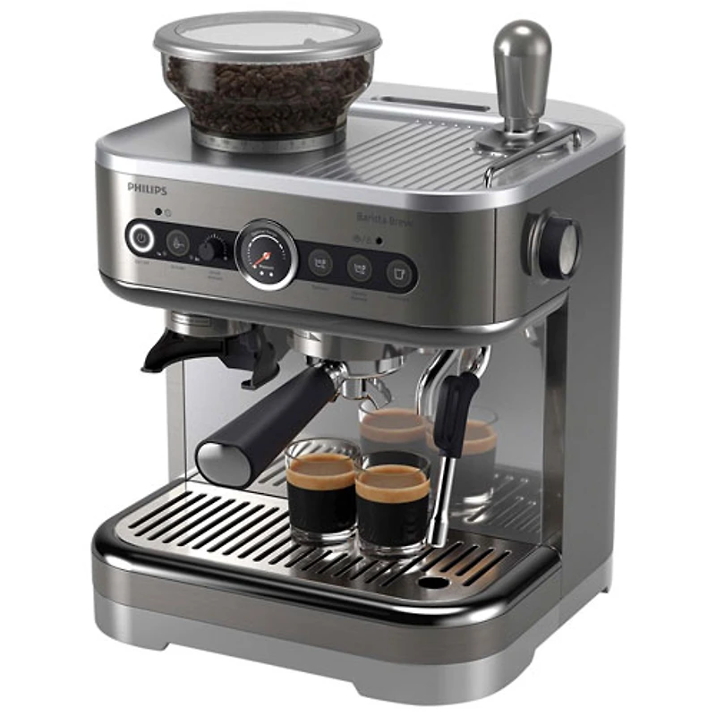 Machine à espresso semi-automatique Barista Brew de Philips avec contenant à grains simple - Argenté/Acier inoxydable