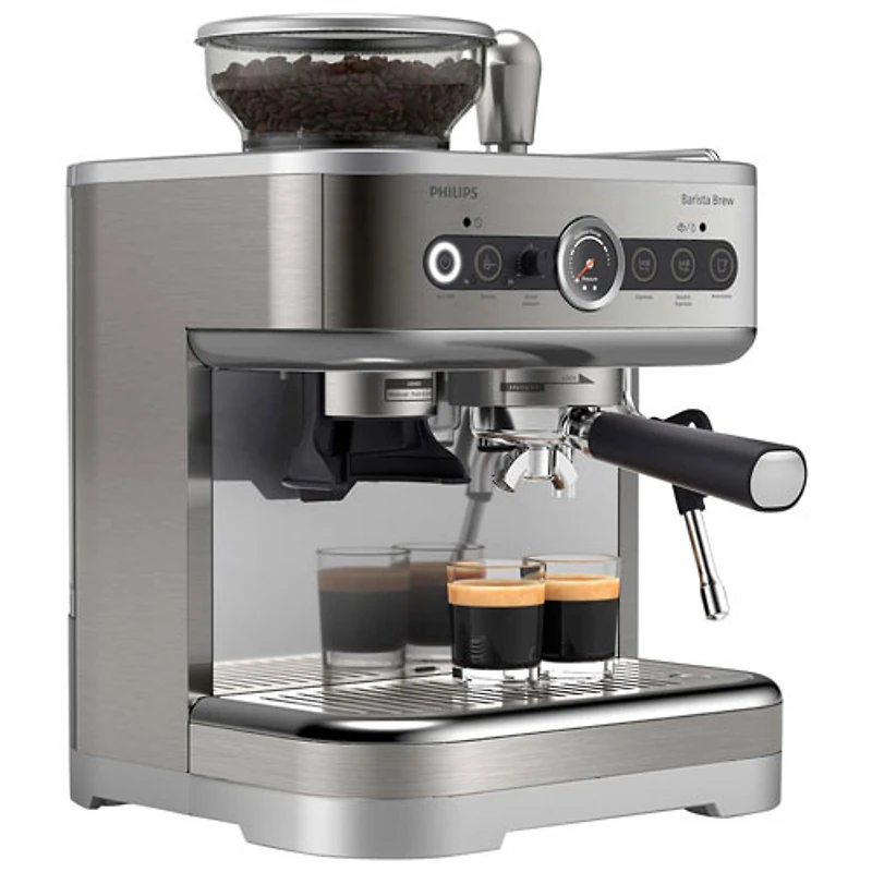 Machine à espresso semi-automatique Barista Brew de Philips avec contenant à grains simple - Argenté/Acier inoxydable