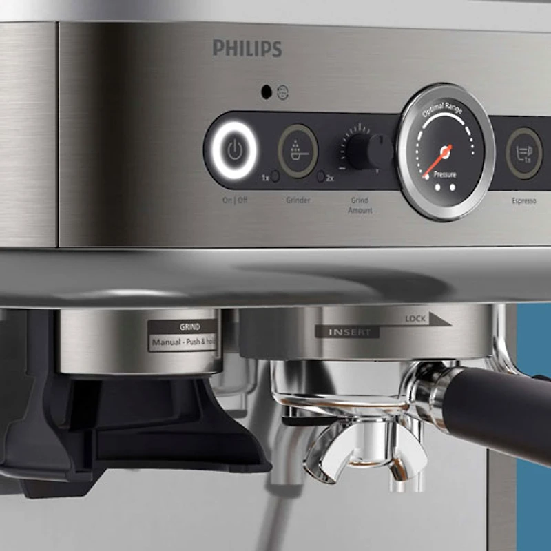 Machine à espresso semi-automatique Barista Brew de Philips avec contenant à grains simple - Argenté/Acier inoxydable