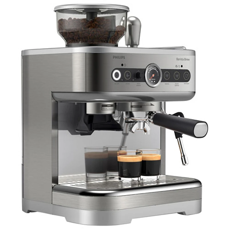 Machine à espresso semi-automatique Barista Brew de Philips avec contenant à grains double - Argenté/Acier inoxydable