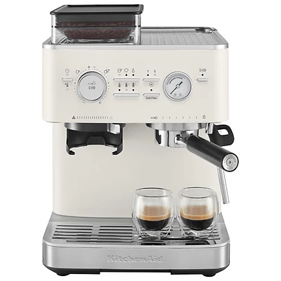 KitchenAid Semi-Automatic Espresso Machine with Coffee Grinder - Porcelain White