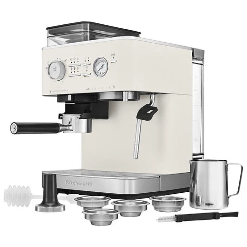 Machine à espresso semi-automatique de KitchenAid avec moulin à café - Blanc porcelaine