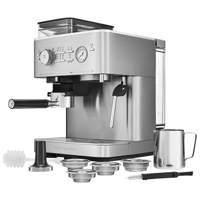 Machine à espresso semi-automatique de KitchenAid avec moulin à café - Acier inoxydable