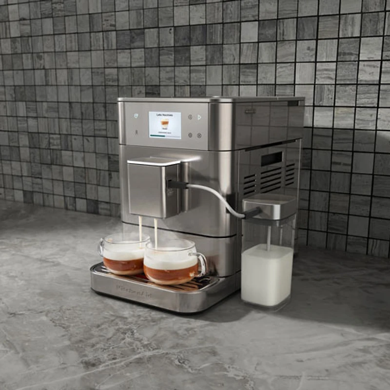 Machine à espresso automatique KES8557 de KitchenAid avec moulin à café et mousseur à lait automatique - Acier inoxydable